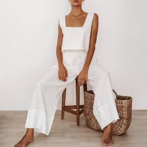 White linen matching set NWOT